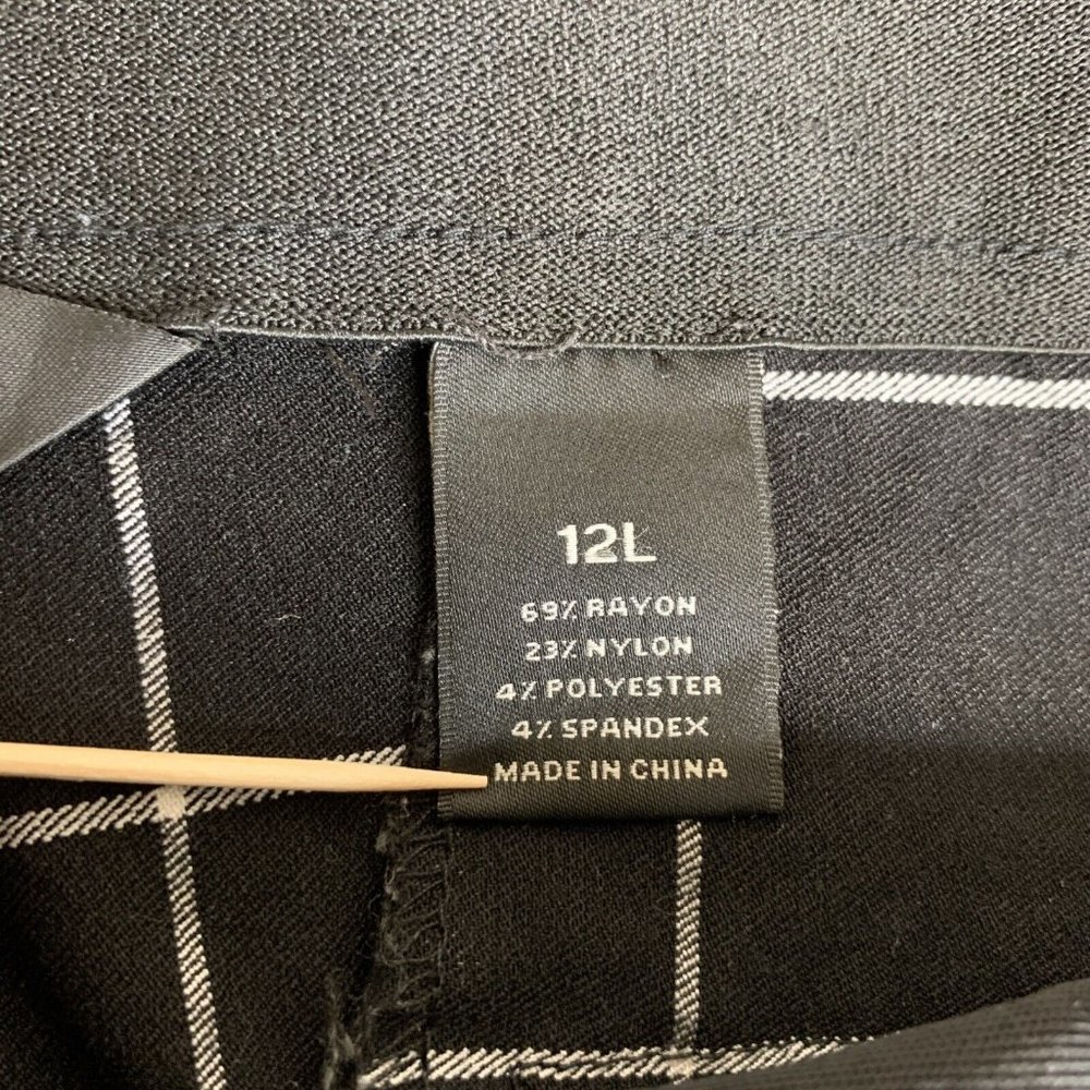Investments Dress Pants Womens 12 Black White Stripes Hidden Zip Button Close - Picture 8 of 9